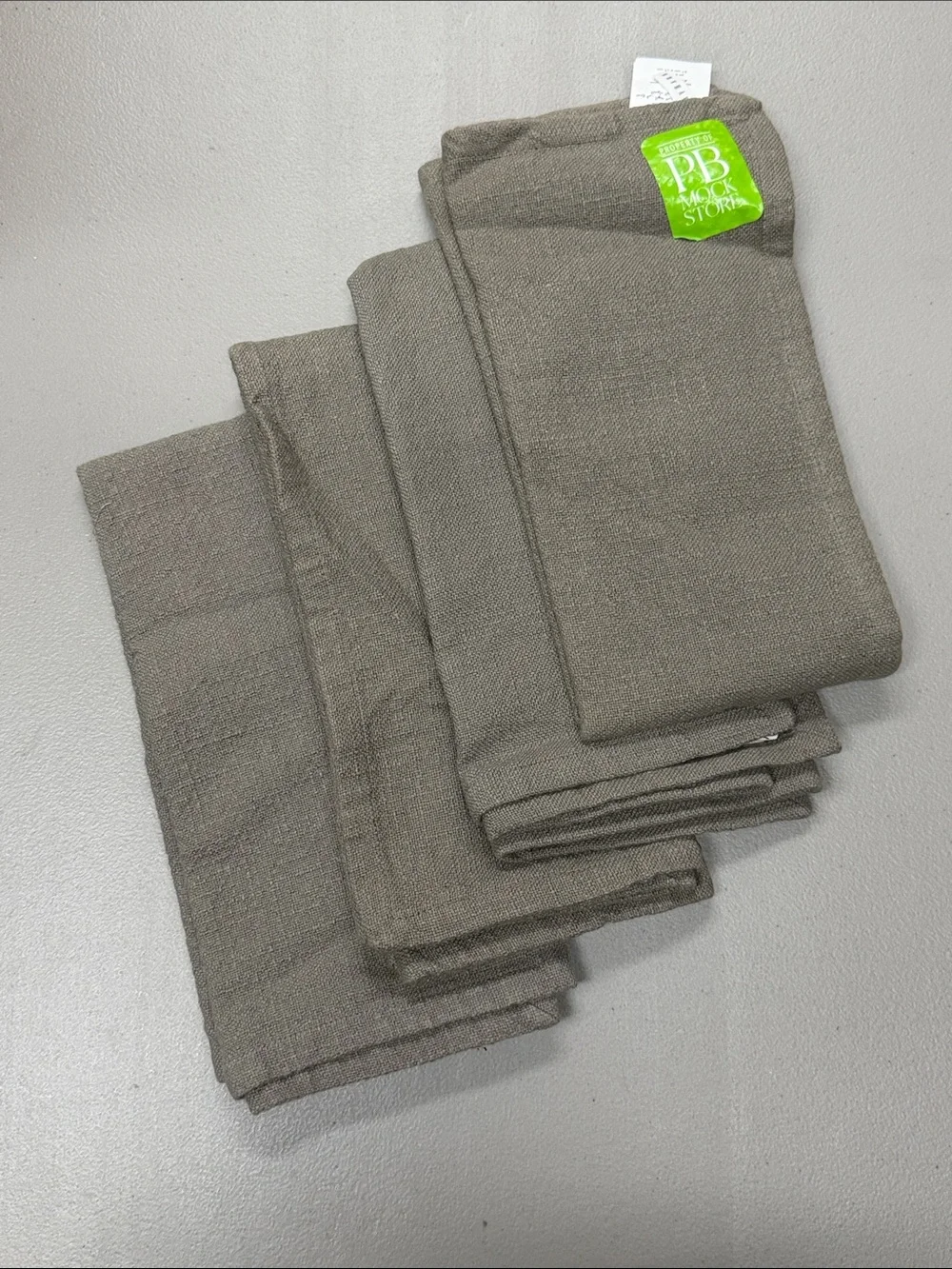 Pottery Barn Cotton Casual Napkin Organic 20 in Square Steeple Gray Set of 4